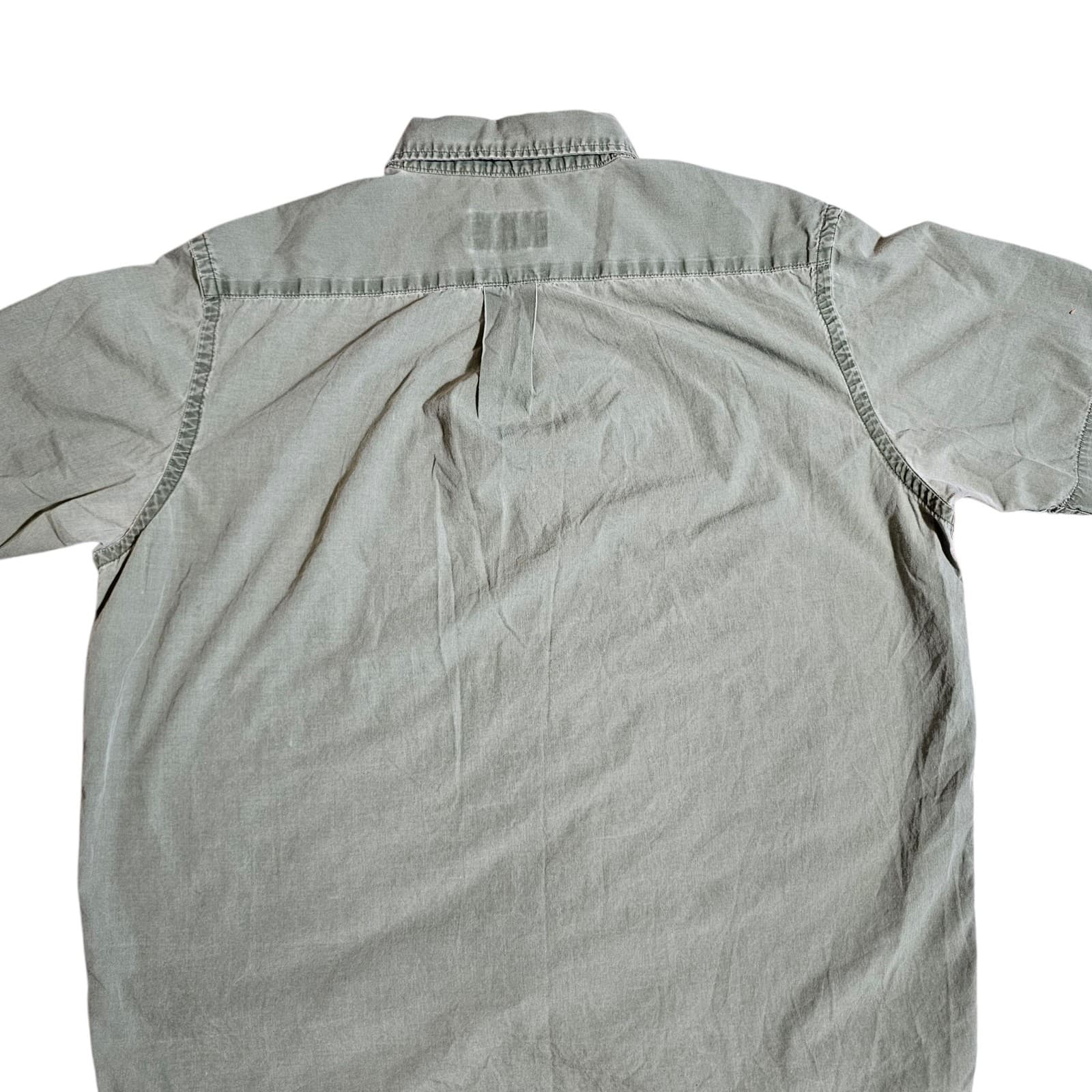 Eddie Bauer Mens Medium Green 100% Cotton Casual Button Up Short Sleeve Shirt - Thumbnail 6
