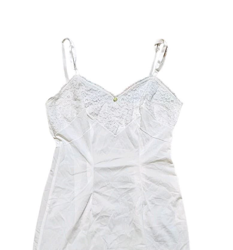 Vintage Beverly Vogue Of California Skirt Saver Slip SZ 34 White Lace Side Zip - Thumbnail 3