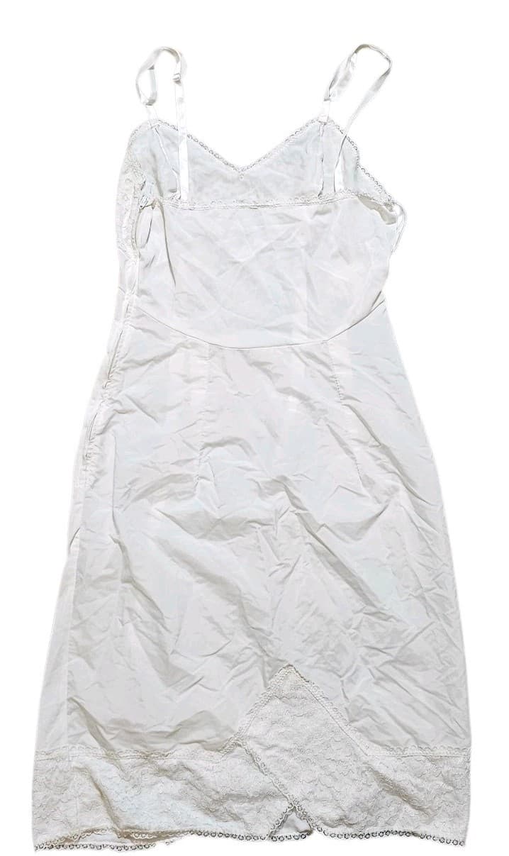 Vintage Beverly Vogue Of California Skirt Saver Slip SZ 34 White Lace Side Zip - Thumbnail 5