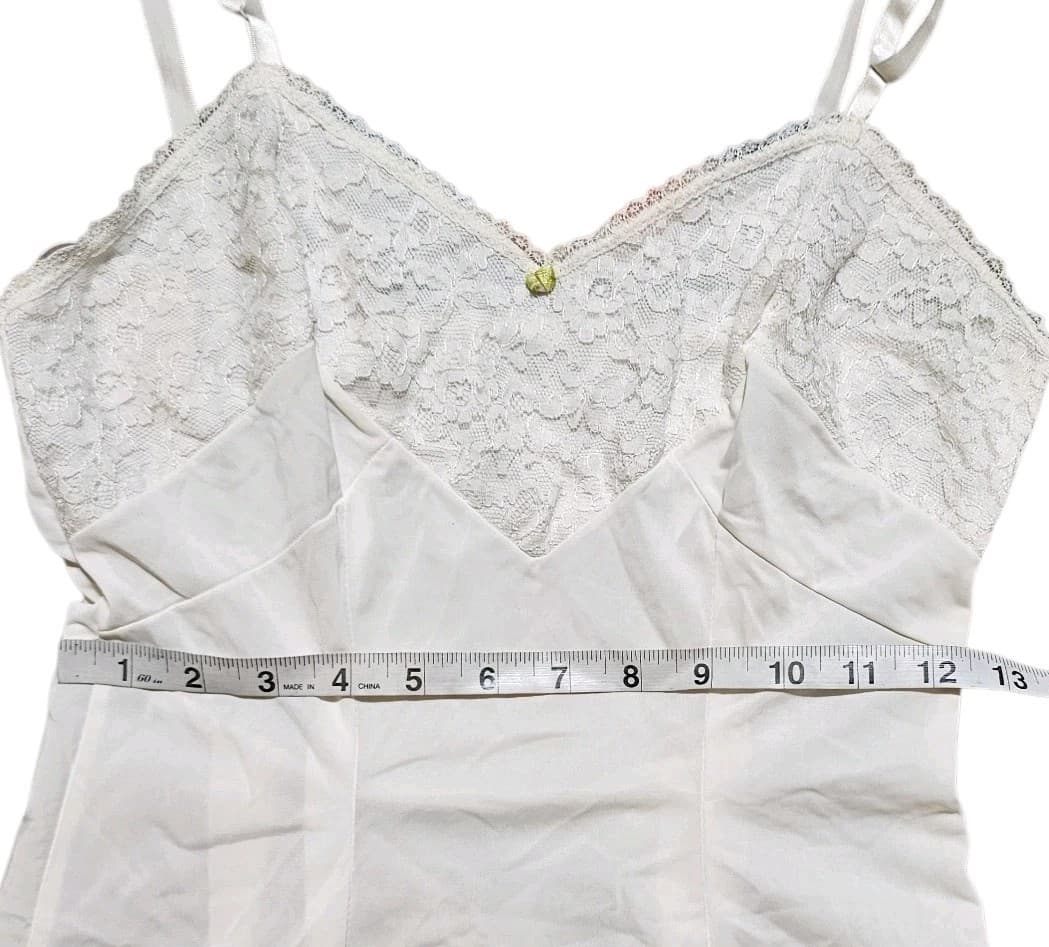 Vintage Beverly Vogue Of California Skirt Saver Slip SZ 34 White Lace Side Zip - Thumbnail 12