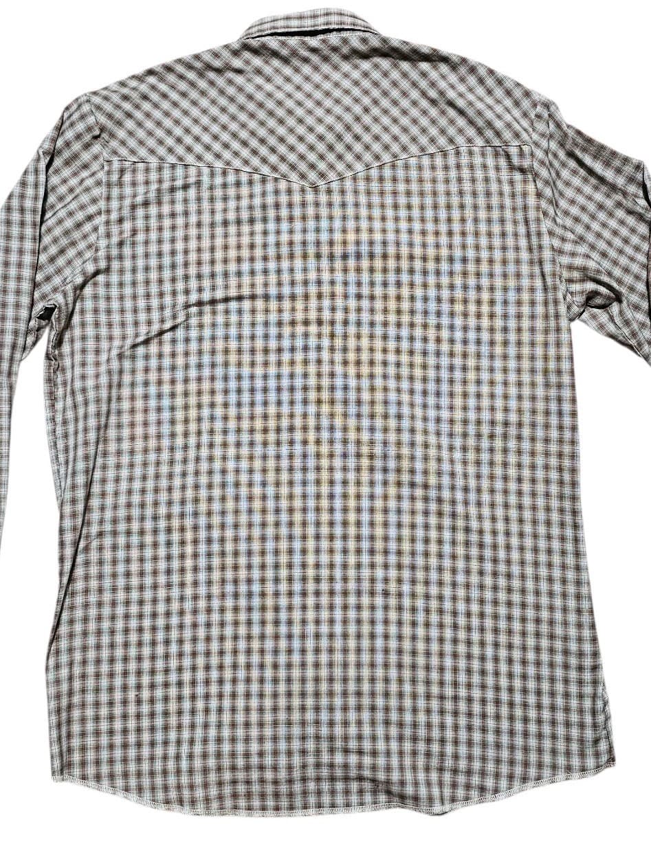 Vintage Wrangler Western Long Sleeve Button Down Pearl Snap Shirt Plaid Size Lt - Thumbnail 6