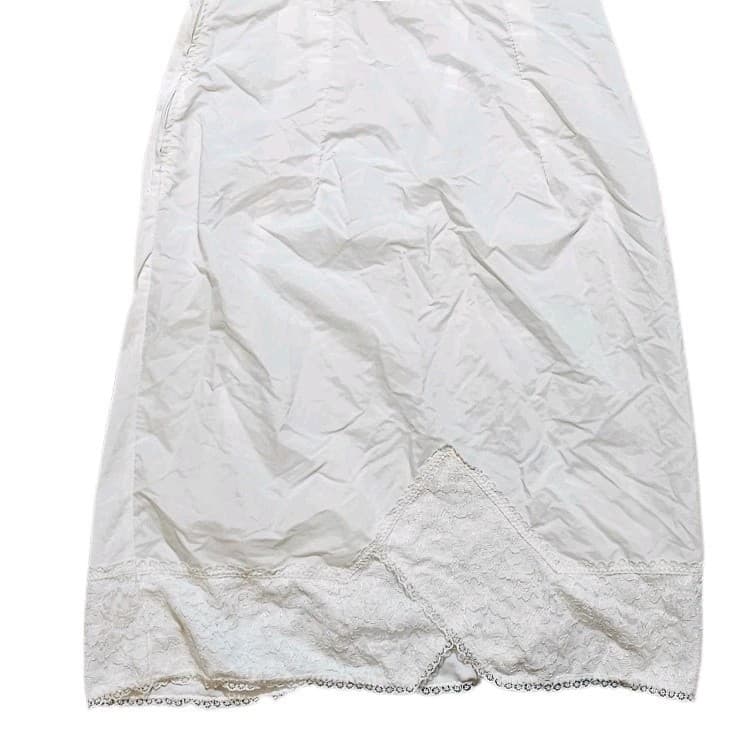 Vintage Beverly Vogue Of California Skirt Saver Slip SZ 34 White Lace Side Zip - Thumbnail 6