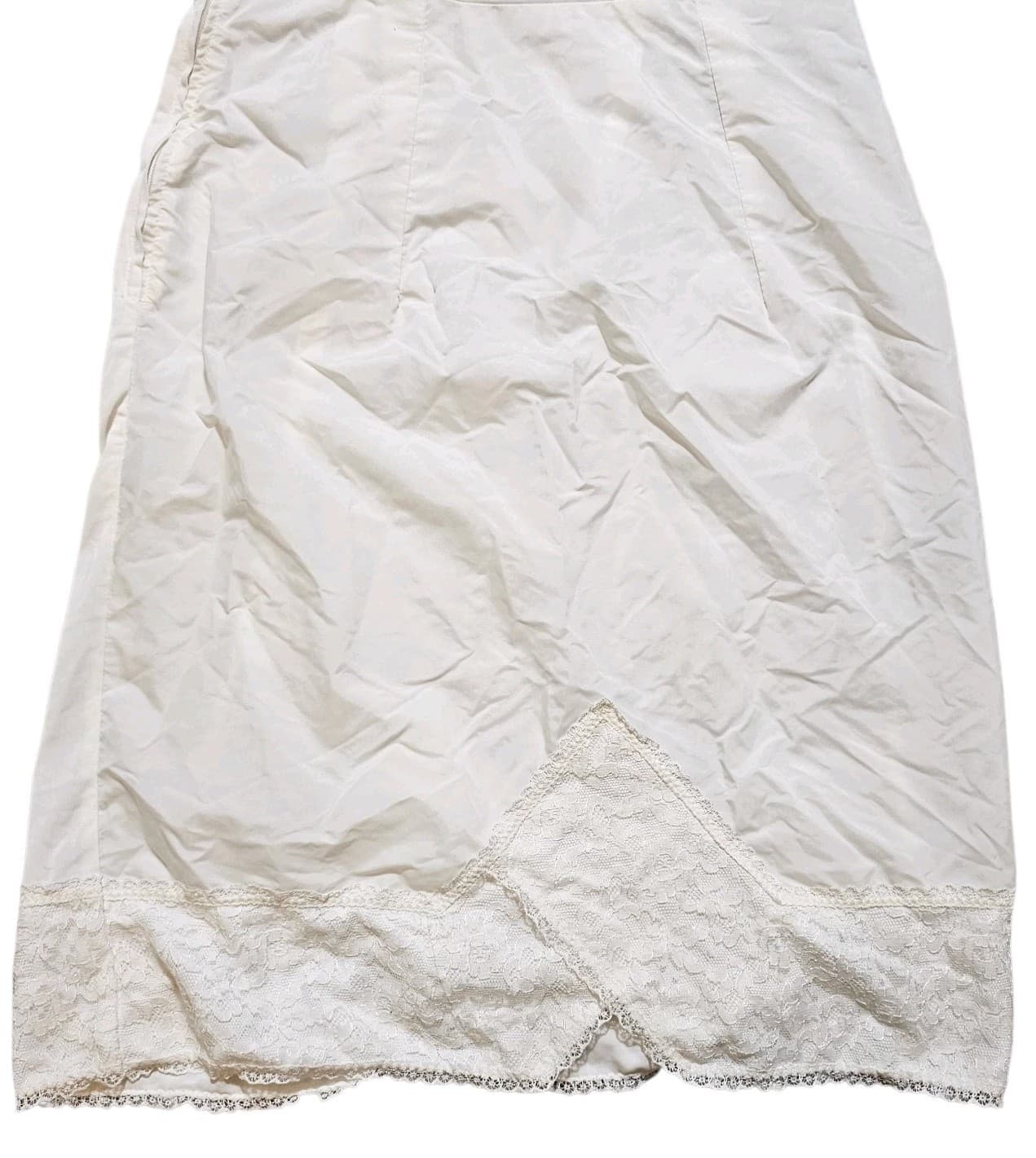 Vintage Beverly Vogue Of California Skirt Saver Slip SZ 34 White Lace Side Zip - Thumbnail 10