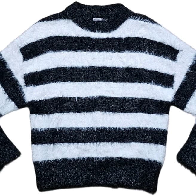 A New Day Womens Pullover Sweater Long Sleeve Nylon Acrylic Black White Size Xs - Thumbnail 2
