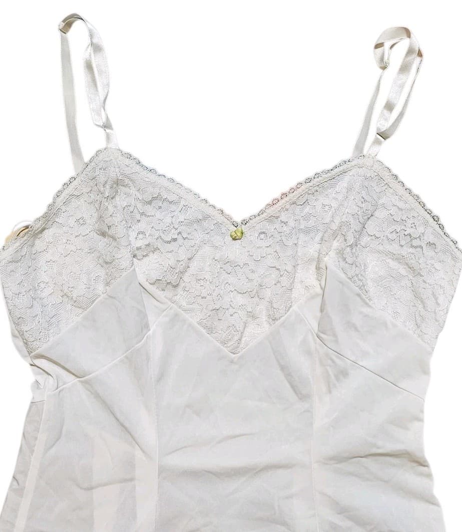 Vintage Beverly Vogue Of California Skirt Saver Slip SZ 34 White Lace Side Zip - Thumbnail 8