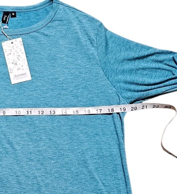 ​NWT Automet Women's Medium Teal Green Heather Soft Stretch Crewneck Shirt Top - Thumbnail 7