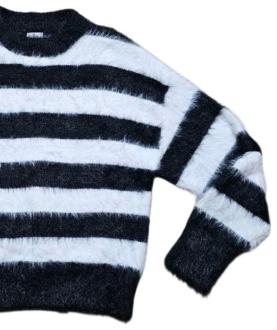 A New Day Womens Pullover Sweater Long Sleeve Nylon Acrylic Black White Size Xs - Thumbnail 4