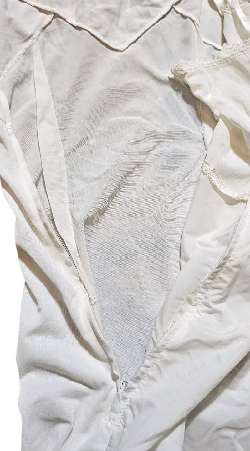 Vintage Beverly Vogue Of California Skirt Saver Slip SZ 34 White Lace Side Zip - Thumbnail 13
