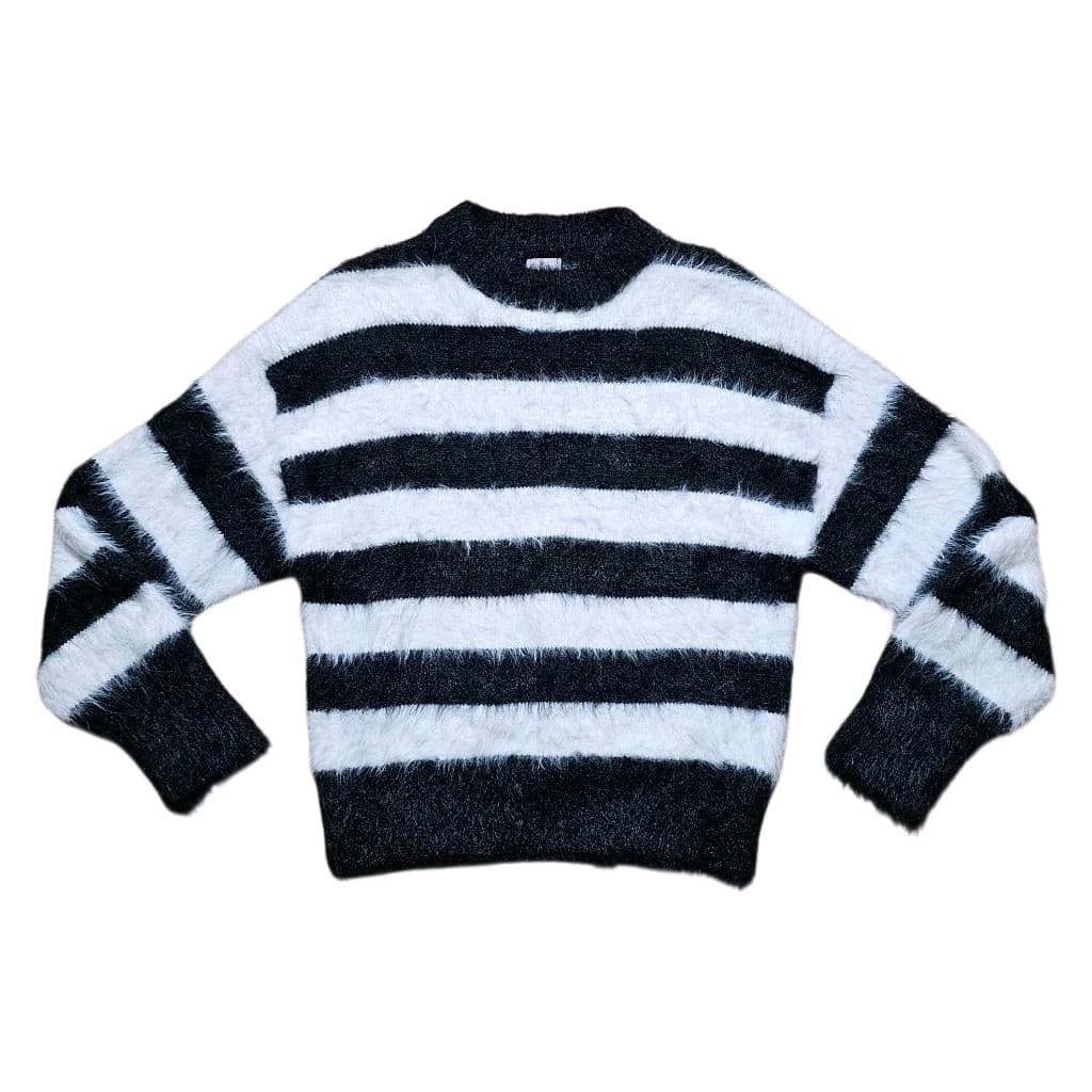 A New Day Womens Pullover Sweater Long Sleeve Nylon Acrylic Black White Size Xs