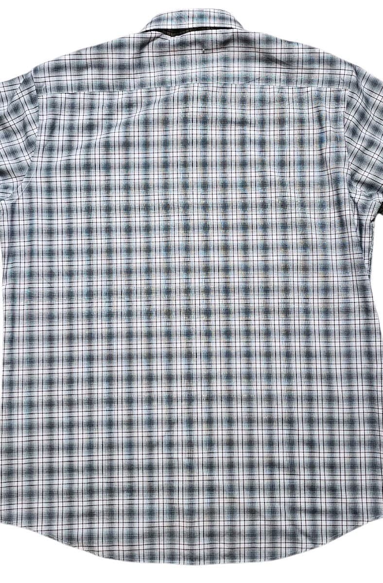 Egara Dress Shirt Men XLT Blue Gray Plaid Non Iron Slim Fit Collared Button Down - Thumbnail 6