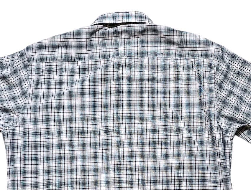 Egara Dress Shirt Men XLT Blue Gray Plaid Non Iron Slim Fit Collared Button Down - Thumbnail 7
