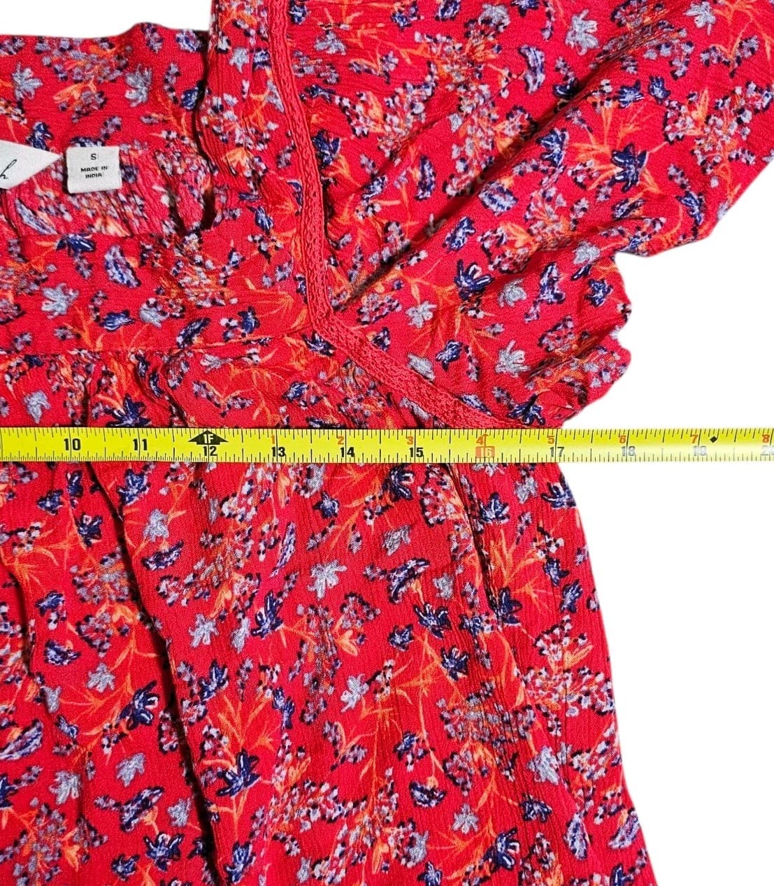 cafe marrakesh Floral Top Blouse Flutter Sleeves Size Small - Thumbnail 7