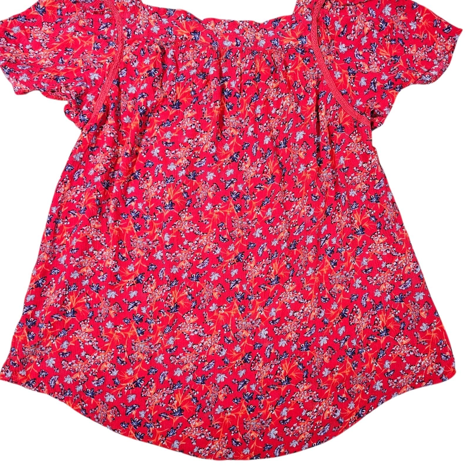 cafe marrakesh Floral Top Blouse Flutter Sleeves Size Small - Thumbnail 4