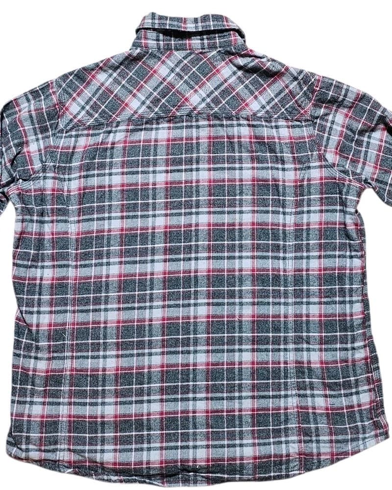 Carhartt Gray Maroon Plaid Flannel Shirt Womens L 12-14 Button Down - Thumbnail 8