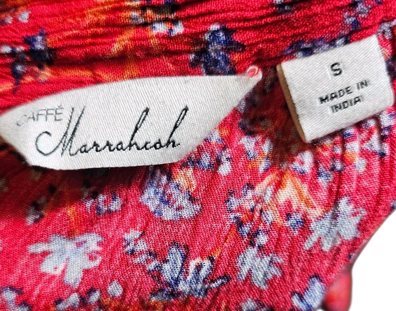 cafe marrakesh Floral Top Blouse Flutter Sleeves Size Small - Thumbnail 8