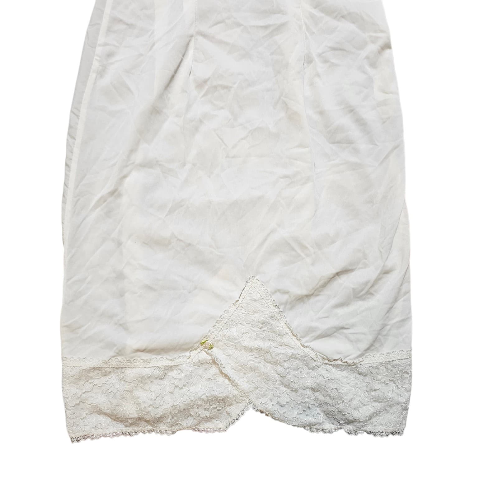 Vintage Beverly Vogue Of California Skirt Saver Slip SZ 34 White Lace Side Zip - Thumbnail 9
