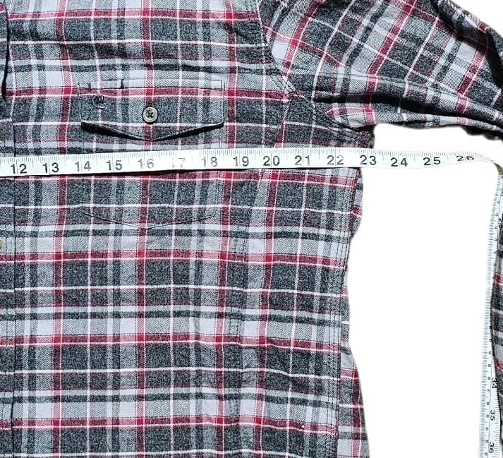 Carhartt Gray Maroon Plaid Flannel Shirt Womens L 12-14 Button Down - Thumbnail 10