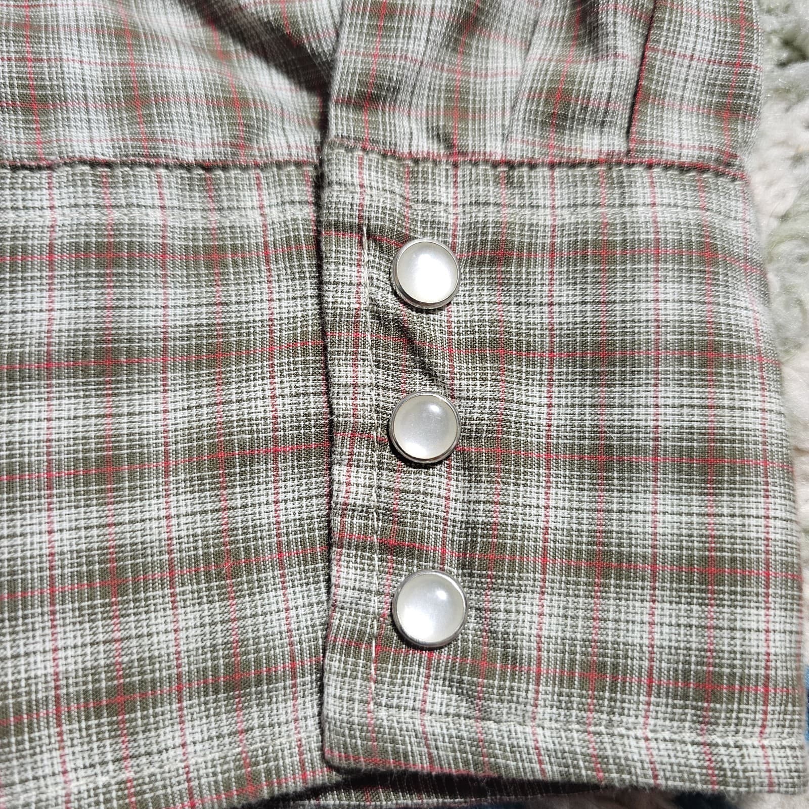 Vintage Wrangler Western Long Sleeve Button Down Pearl Snap Shirt Plaid Size Lt - Thumbnail 10