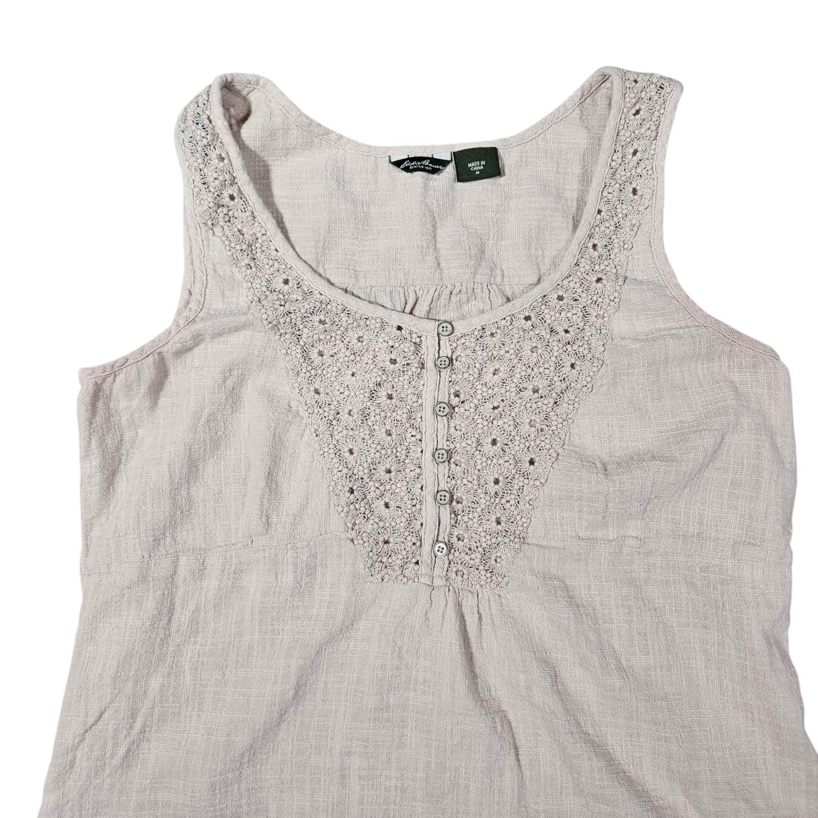 Eddie Bauer 100% Cotton Blouse Womens Size M Sleeveless Pullover Top - Thumbnail 2