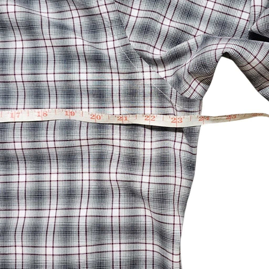 Egara Dress Shirt Men XLT Blue Gray Plaid Non Iron Slim Fit Collared Button Down - Thumbnail 9