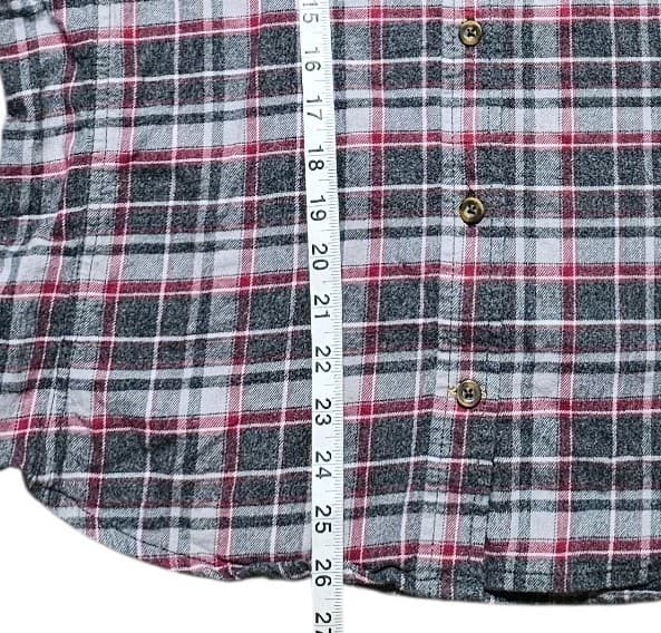 Carhartt Gray Maroon Plaid Flannel Shirt Womens L 12-14 Button Down - Thumbnail 9