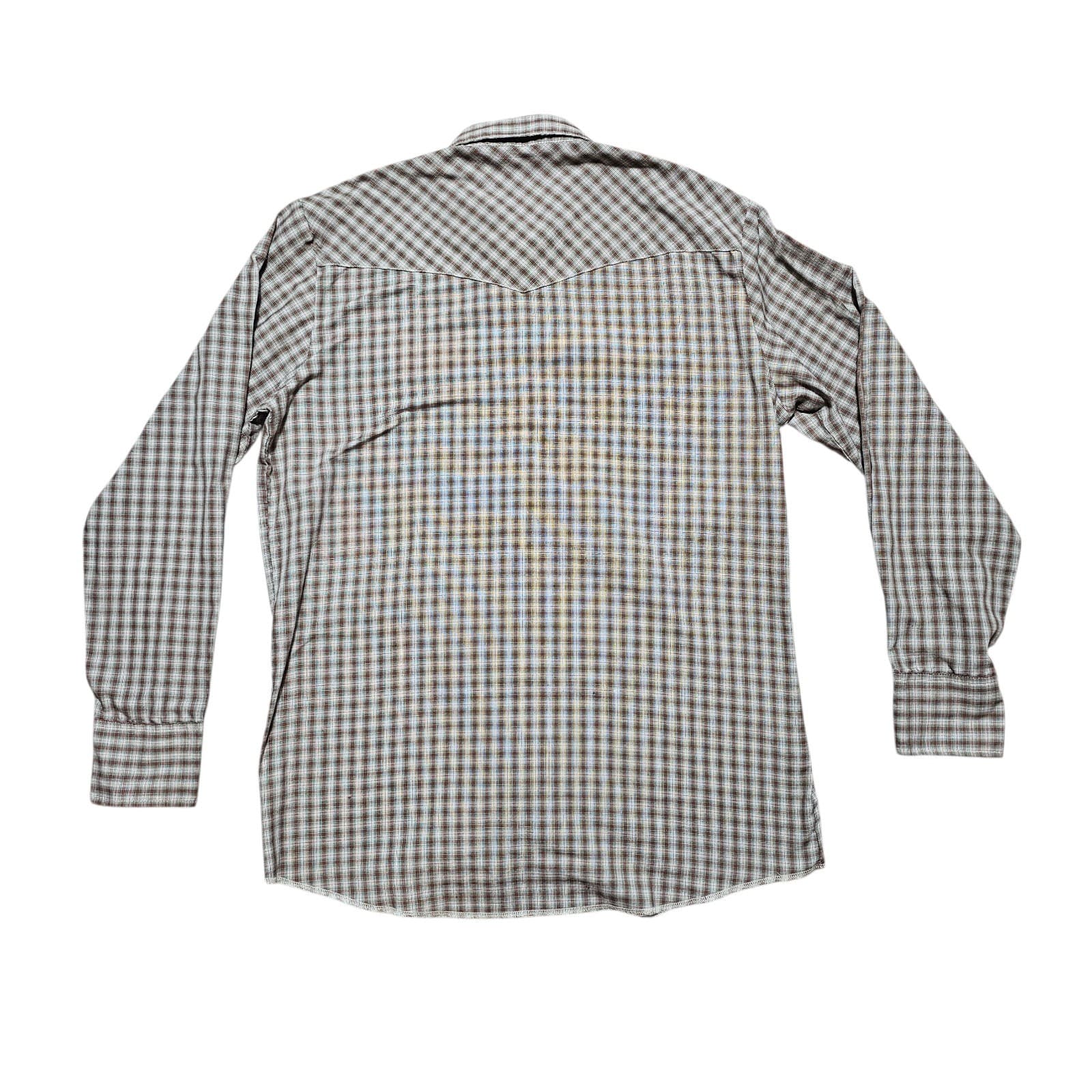 Vintage Wrangler Western Long Sleeve Button Down Pearl Snap Shirt Plaid Size Lt - Thumbnail 5