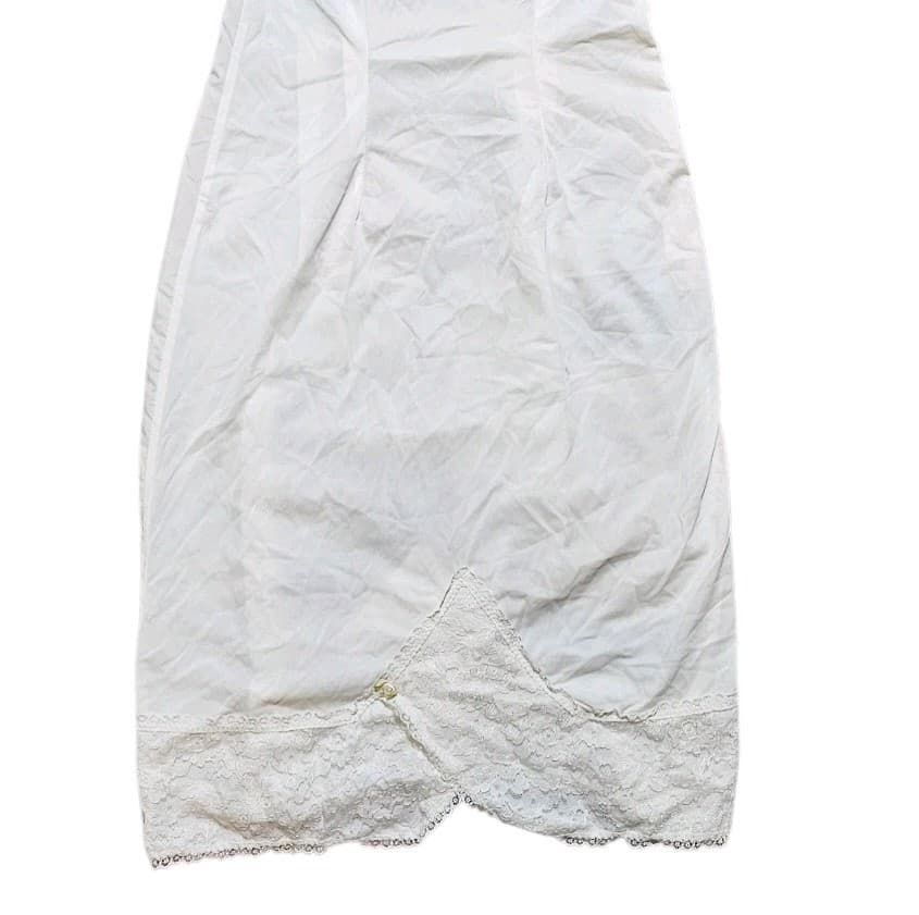 Vintage Beverly Vogue Of California Skirt Saver Slip SZ 34 White Lace Side Zip - Thumbnail 4