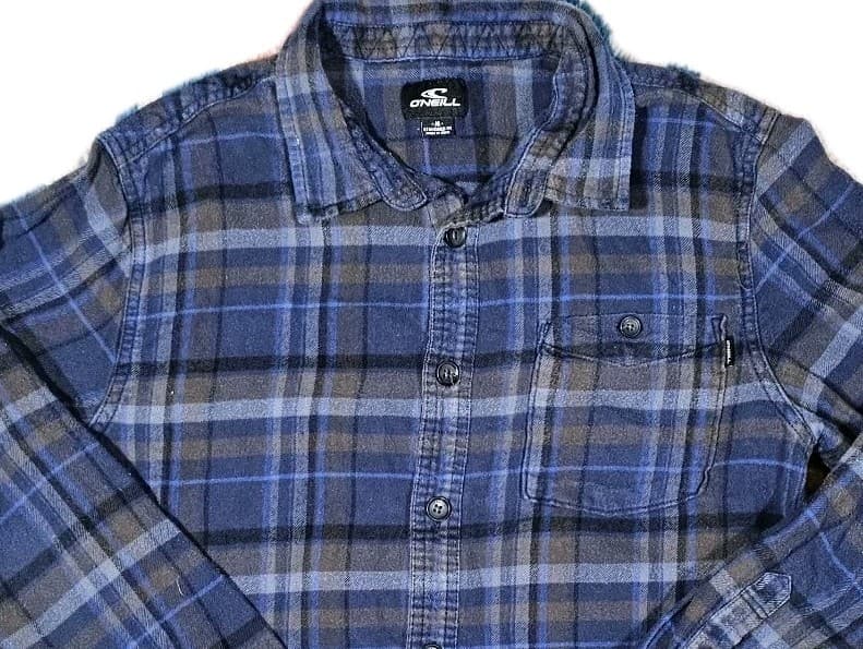 O'Neill Long Sleeve Flannel Shirt Men's Med Blue gray Plaid standard Fit - Thumbnail 2