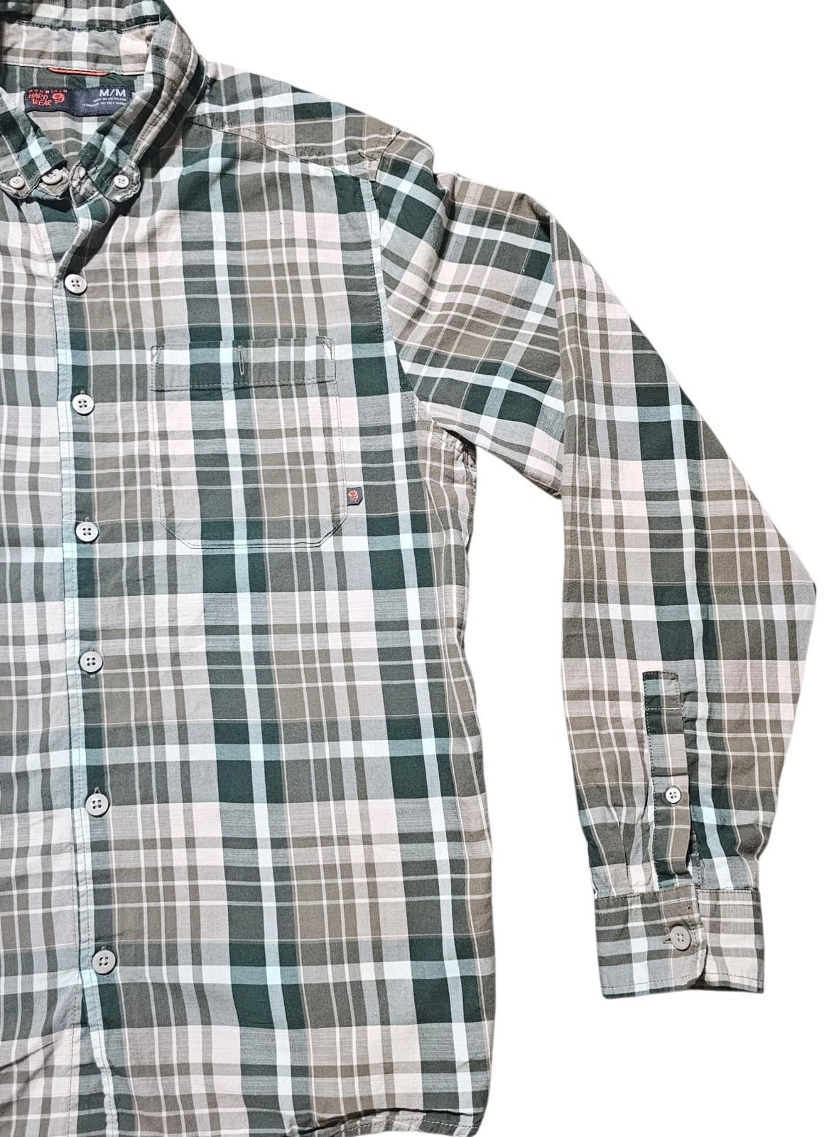 Mountain Hardwear Men's Long Sleeve Button Down Cotton Shirt Green Paid Size Med - Thumbnail 3