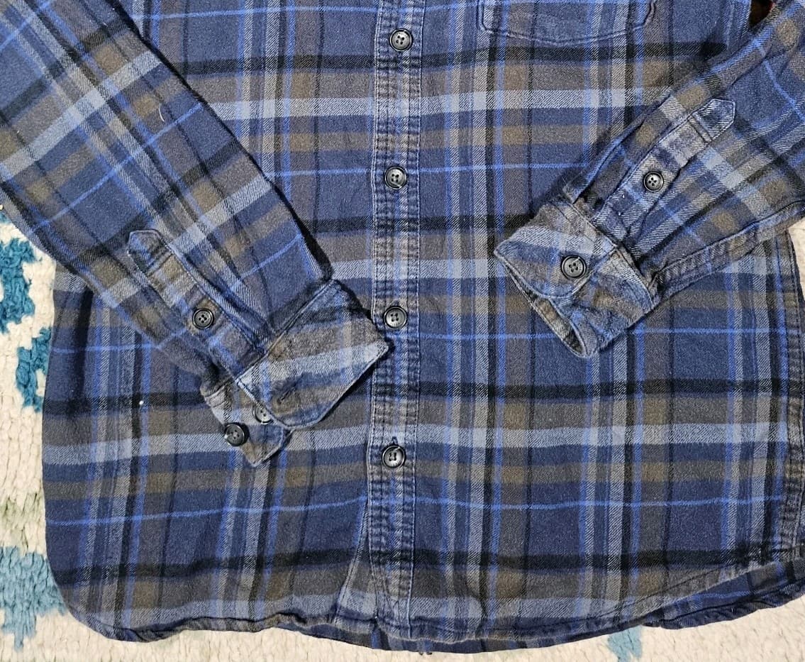 O'Neill Long Sleeve Flannel Shirt Men's Med Blue gray Plaid standard Fit - Thumbnail 3