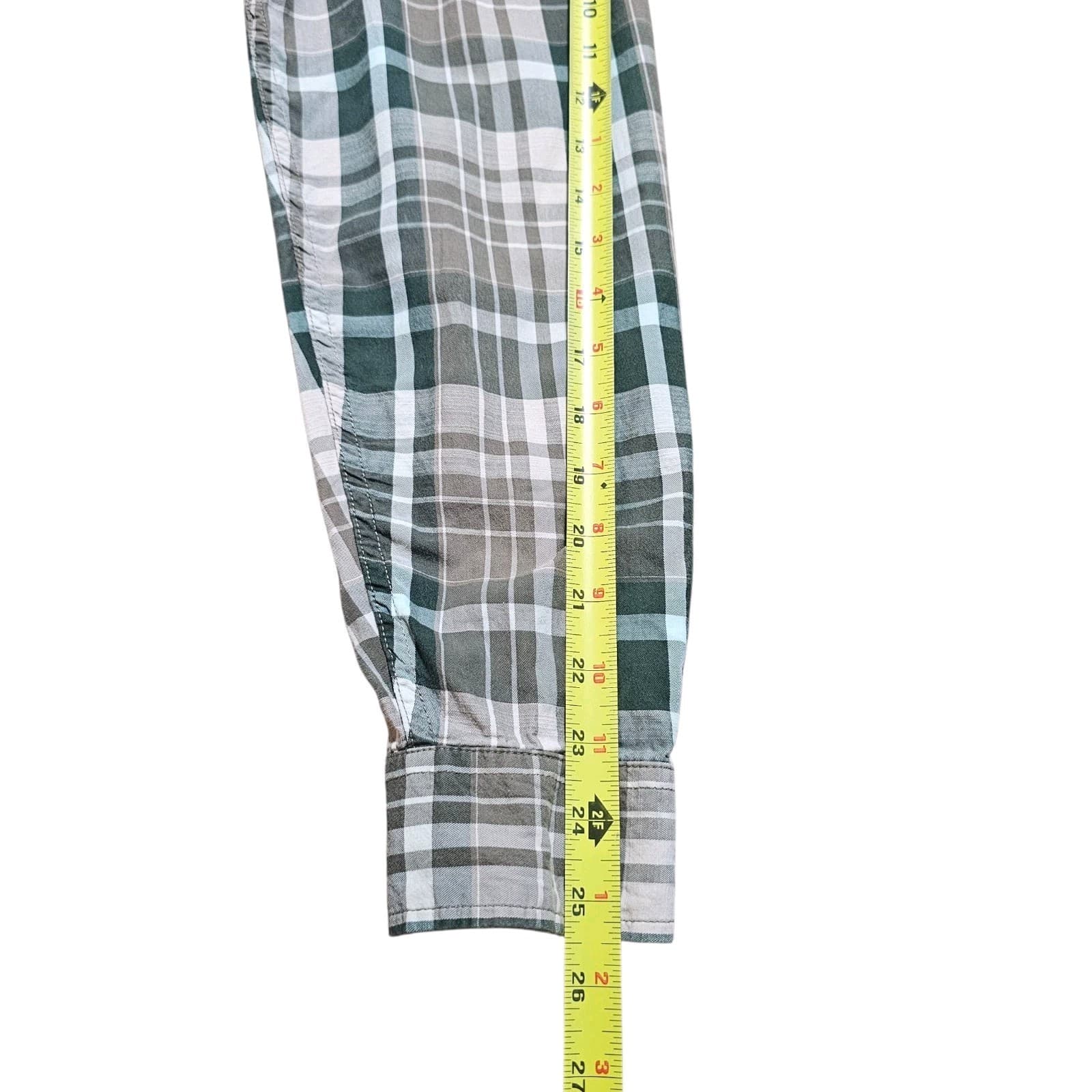 Mountain Hardwear Men's Long Sleeve Button Down Cotton Shirt Green Paid Size Med - Thumbnail 8