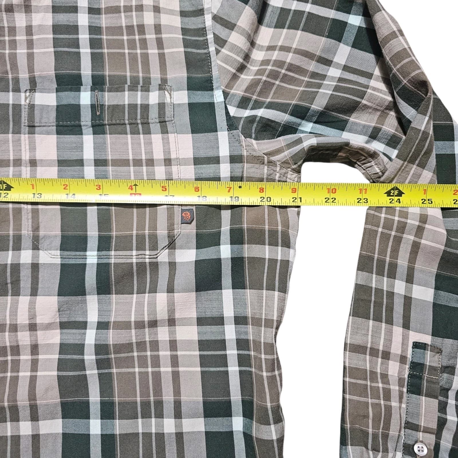 Mountain Hardwear Men's Long Sleeve Button Down Cotton Shirt Green Paid Size Med - Thumbnail 7