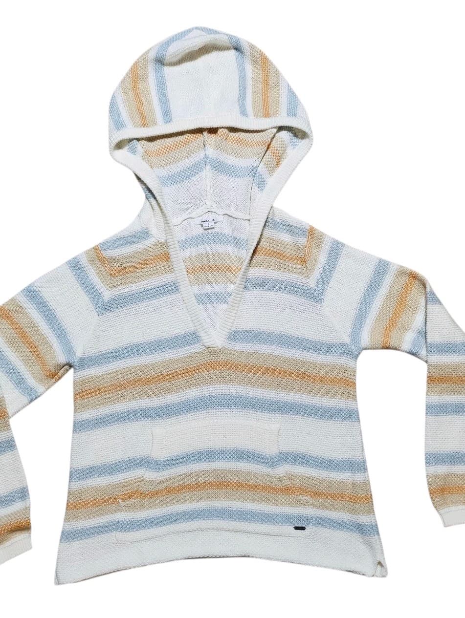 O'neil Sweater Womens Sm Striped Hoodie Cropped Long Sleeve Pullover - Thumbnail 2