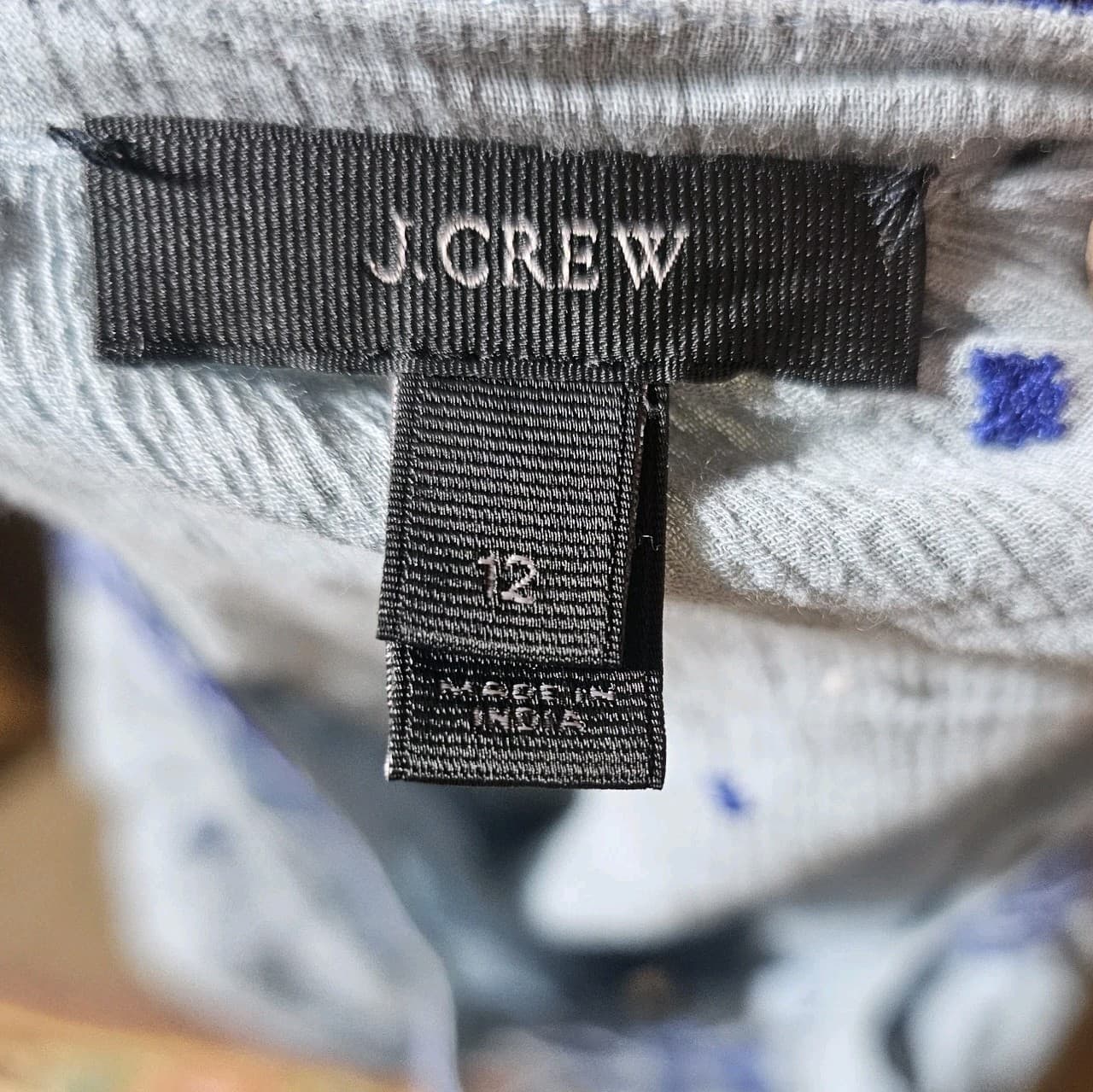 J Crew Cotton Embroidered Peasant Blouse Blue Light Weight Gauzy Women's Size 12 - Thumbnail 10