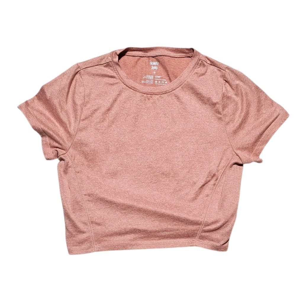 Double Zero Pink Shirt Sleeve Crop Top Womans Size Medium - Thumbnail 2