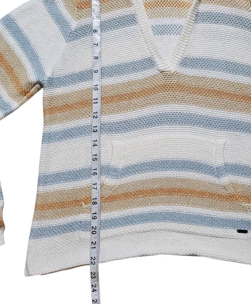 O'neil Sweater Womens Sm Striped Hoodie Cropped Long Sleeve Pullover - Thumbnail 7