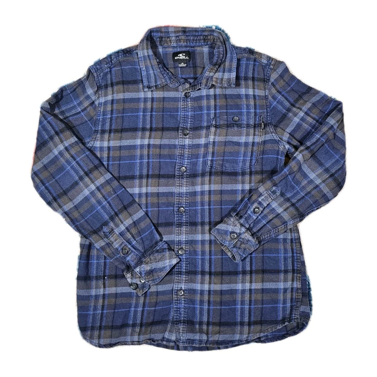 O'Neill Long Sleeve Flannel Shirt Men's Med Blue gray Plaid standard Fit