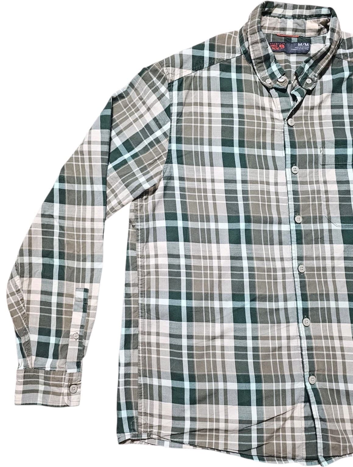 Mountain Hardwear Men's Long Sleeve Button Down Cotton Shirt Green Paid Size Med - Thumbnail 4