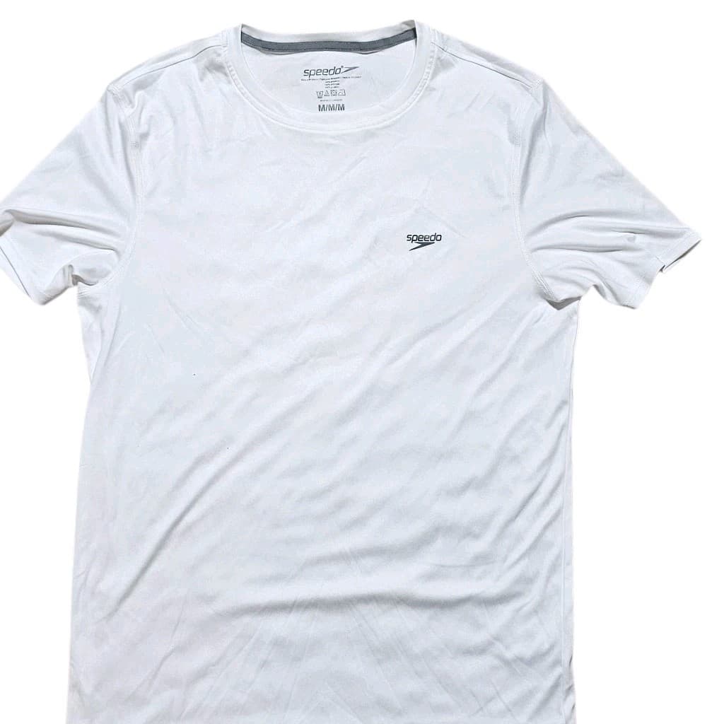 Speedo UPF 50+ Men’s Size Medium Short Sleeve White Activewear Fitted T-Shirt - Thumbnail 2