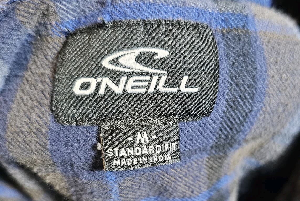 O'Neill Long Sleeve Flannel Shirt Men's Med Blue gray Plaid standard Fit - Thumbnail 11