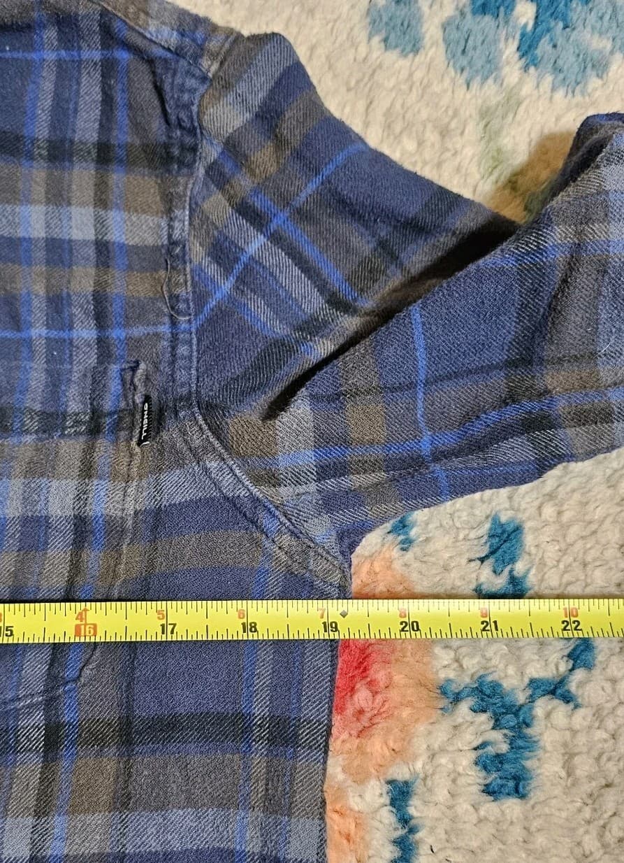 O'Neill Long Sleeve Flannel Shirt Men's Med Blue gray Plaid standard Fit - Thumbnail 10