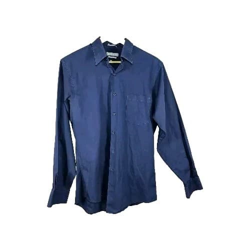 Van Hueson Poplin Men's Blue Fitted Button Down Shirt 15.5x34/35