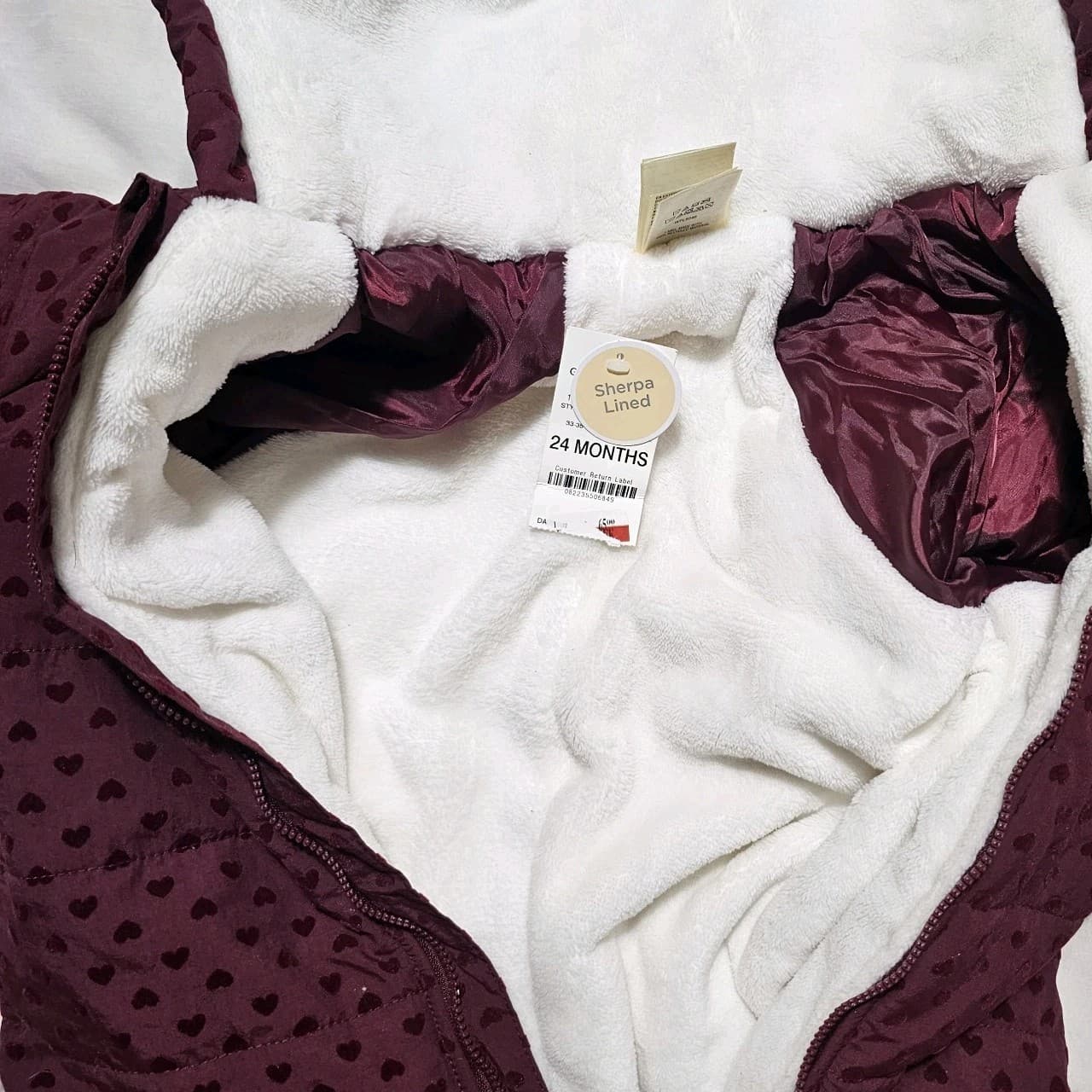First Impressions Maroon Flocked Hooded Footed Snow Suit Baby Girls 24 Mothns - Thumbnail 10
