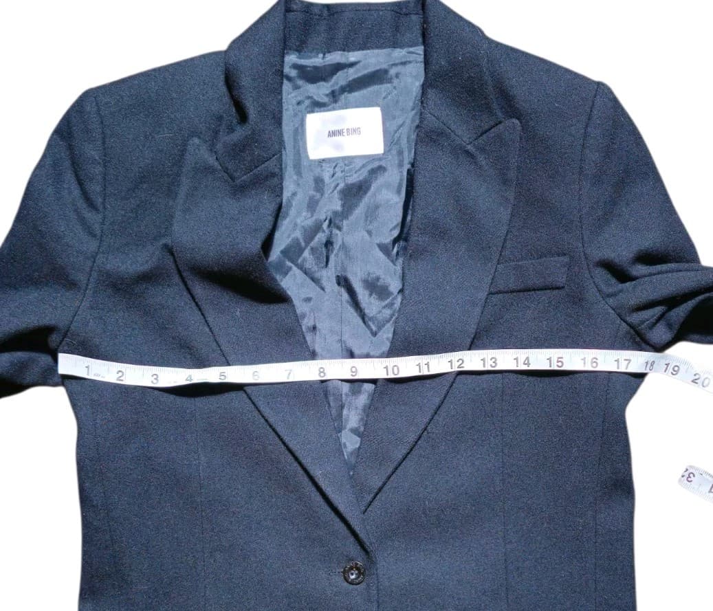 Anine Bing Quinn Blazer Woman's Size Xs Black Wool Blend Oversized Jacket - Thumbnail 10