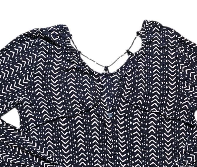 Billabong Black Tie Neck Long Sleeve Peasant Blouse Size S/P - Thumbnail 3
