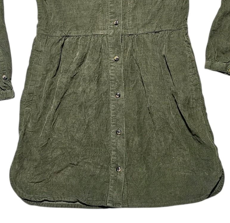 Columbia Girls Green Olive Corduroy Shirt Dress- Size Large (10/12) - Thumbnail 3