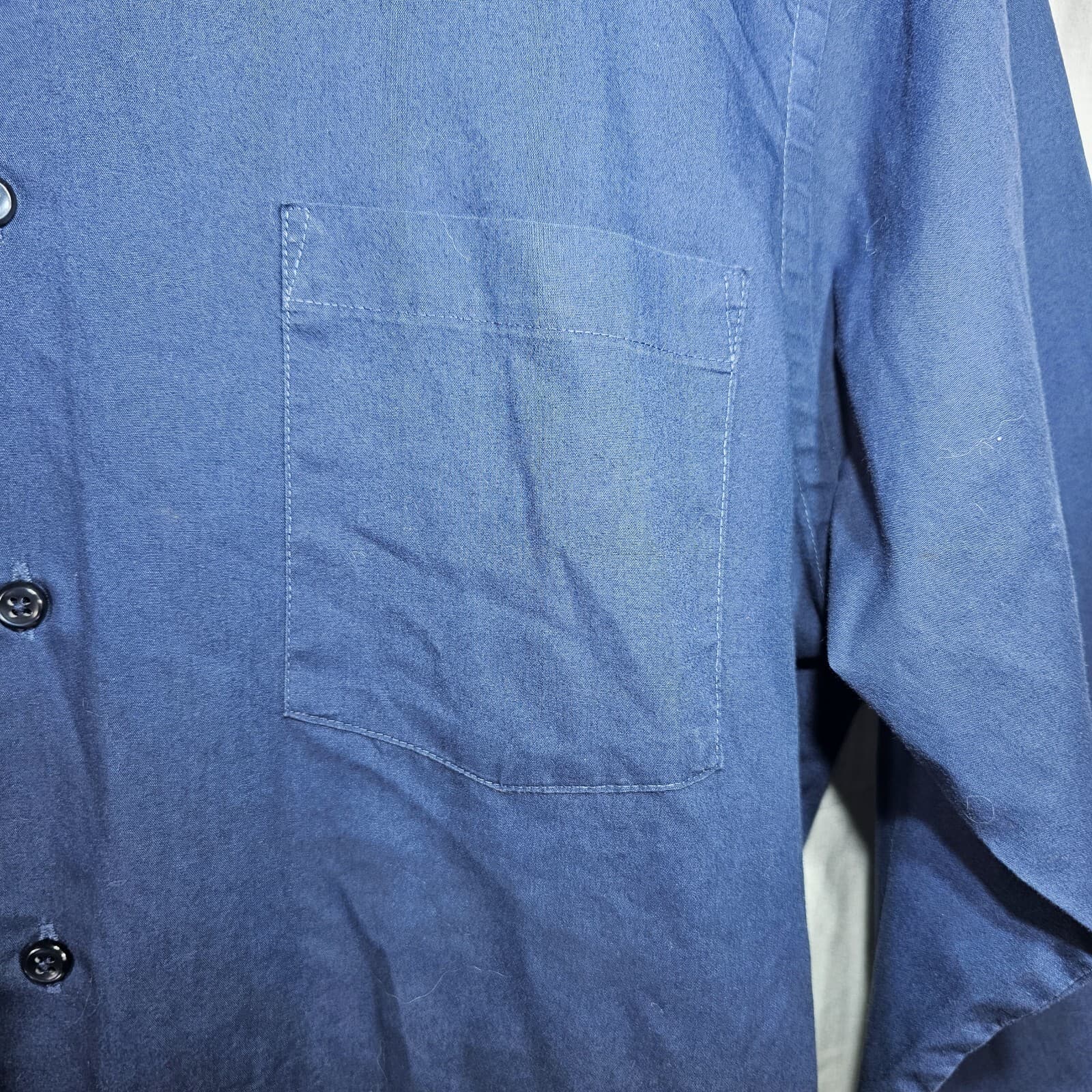 Van Hueson Poplin Men's Blue Fitted Button Down Shirt 15.5x34/35 - Thumbnail 5