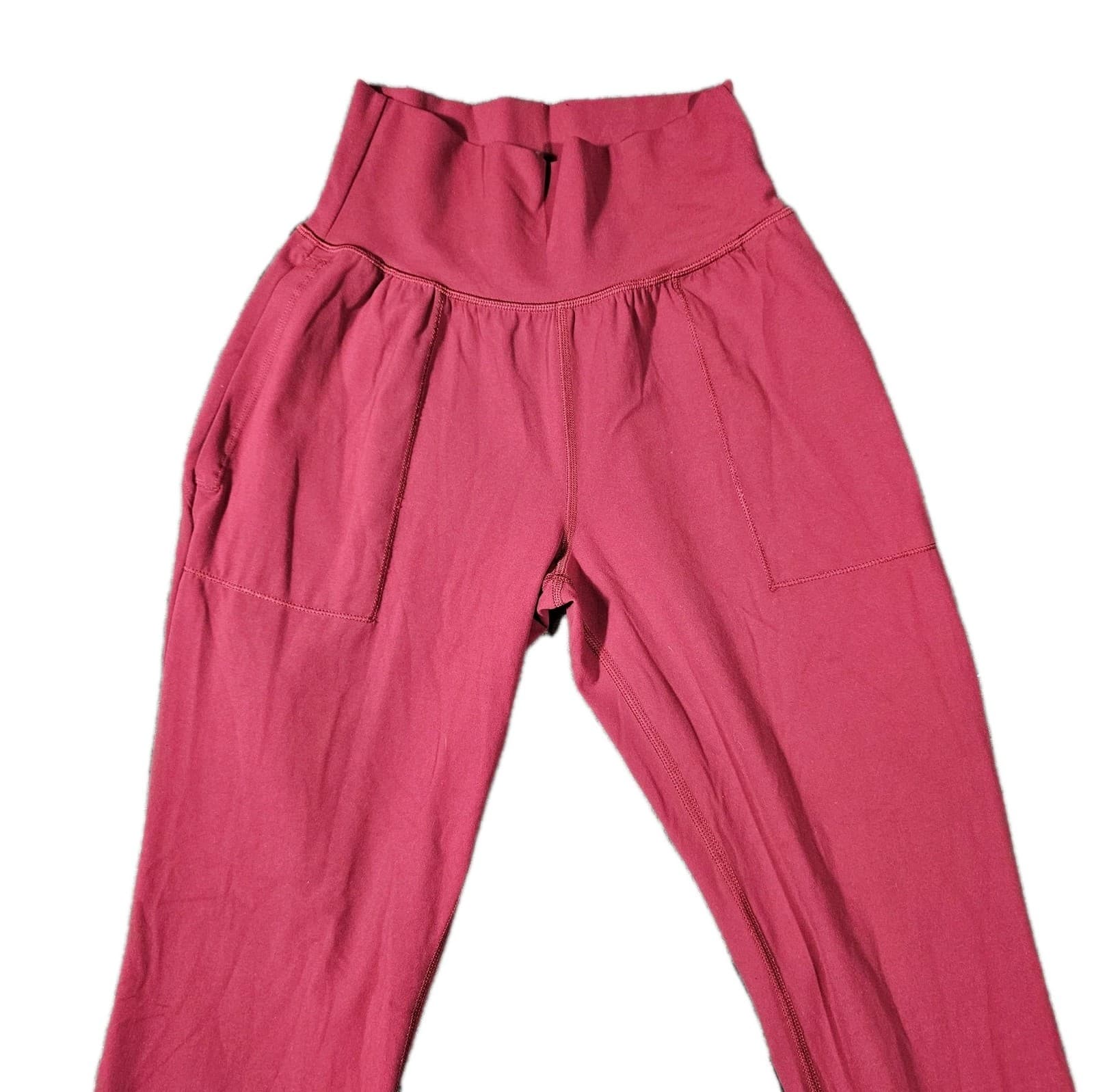 Athleta Salutation Jogger Pants Womens Burgandy Size L Stretch Waist Pull On - Thumbnail 4