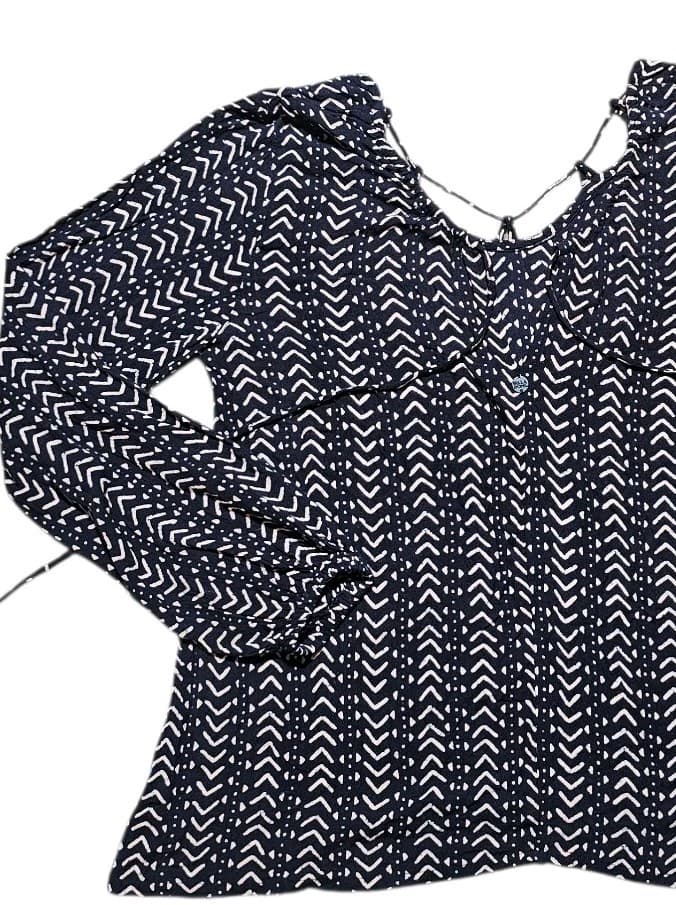 Billabong Black Tie Neck Long Sleeve Peasant Blouse Size S/P - Thumbnail 5