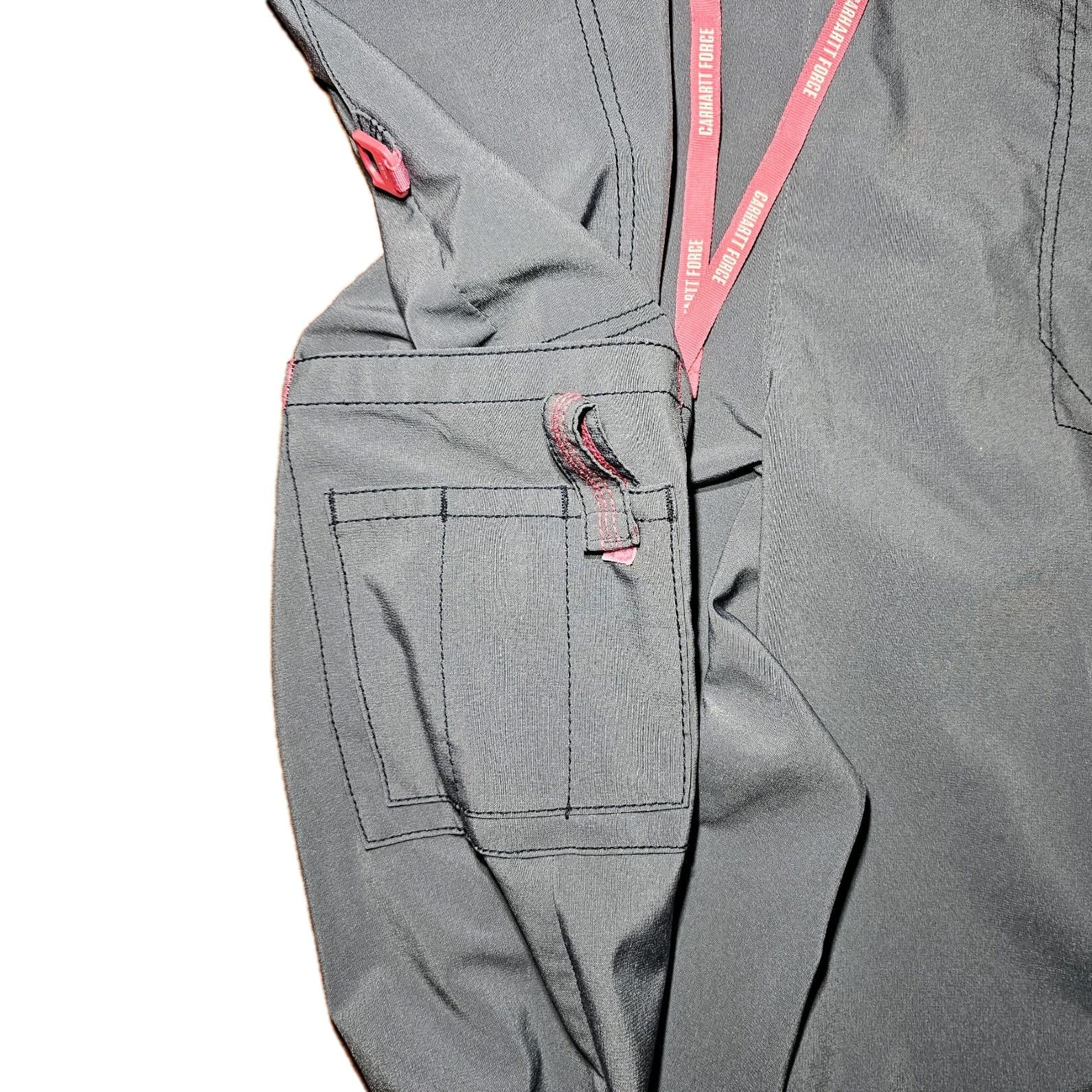 Carhartt Womens Cargo Style Scrubs Pants Size PXL Drawstring Waist Gray Pink - Thumbnail 6